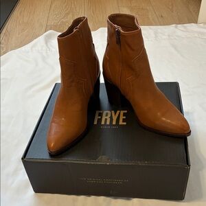 Frye Women's Cognac Leather Ankle Booties